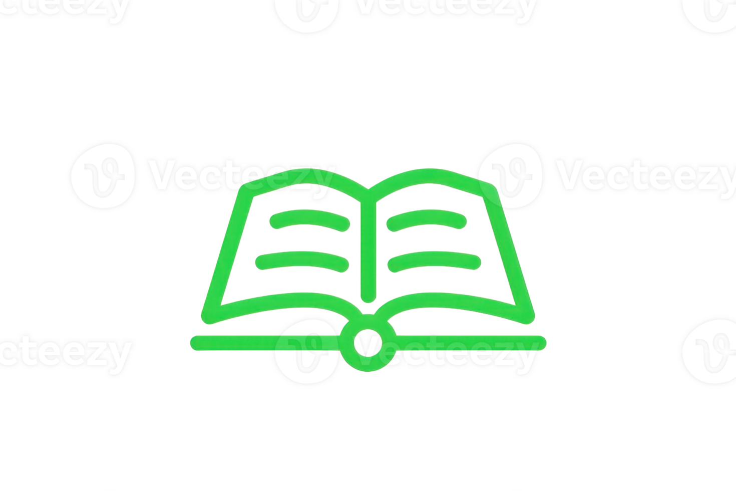 Green outline icon of an open book on a transparent background. Perfect for educational, reading, and academic themes. png