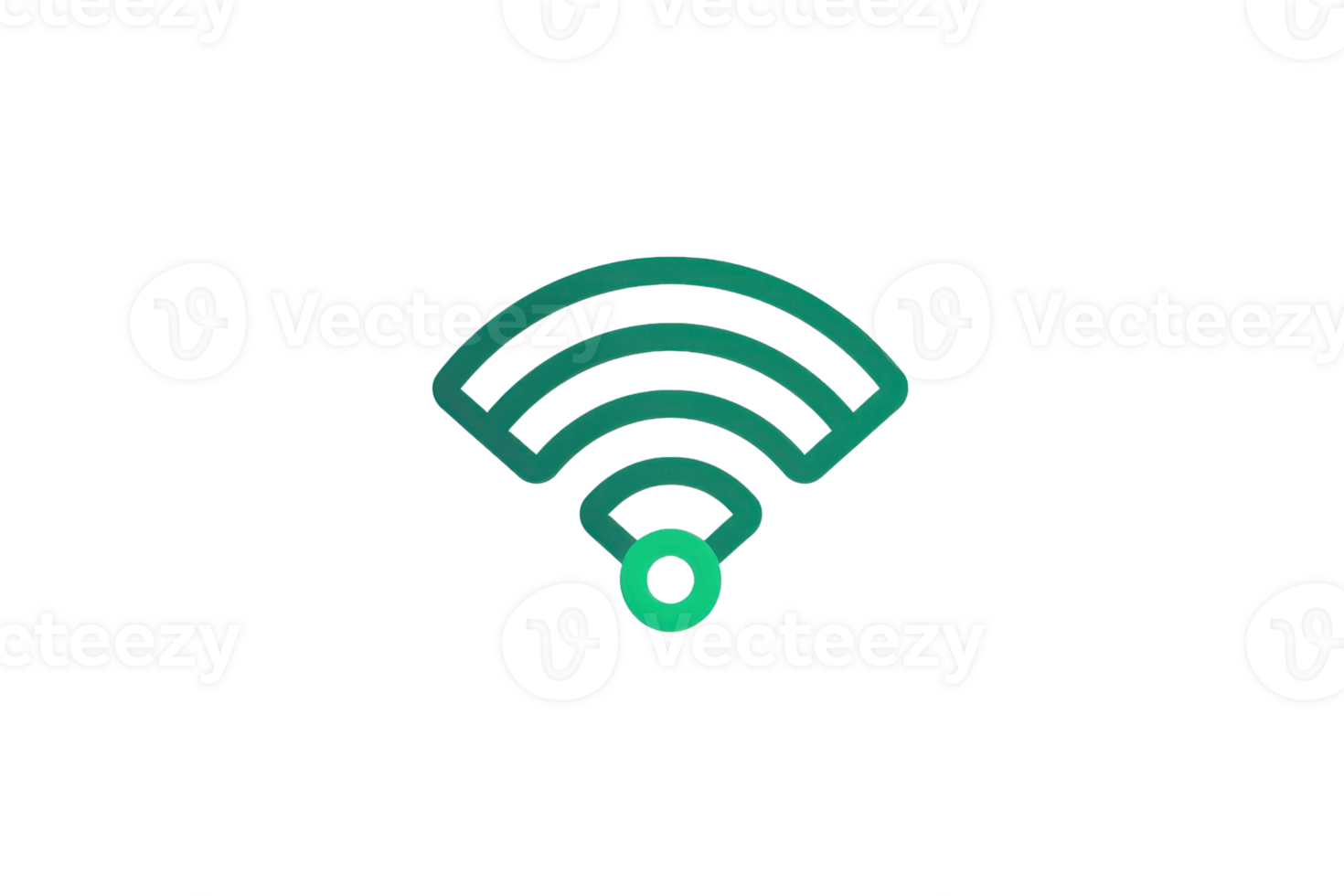 Minimalist green Wi-Fi icon symbolizing wireless connectivity and internet access on a transparent background, perfect for tech and communication themes. png