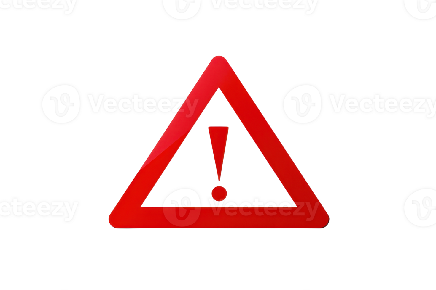 Red triangular warning sign with exclamation mark indicating caution or alert. Ideal for safety, danger, or hazard communication. png
