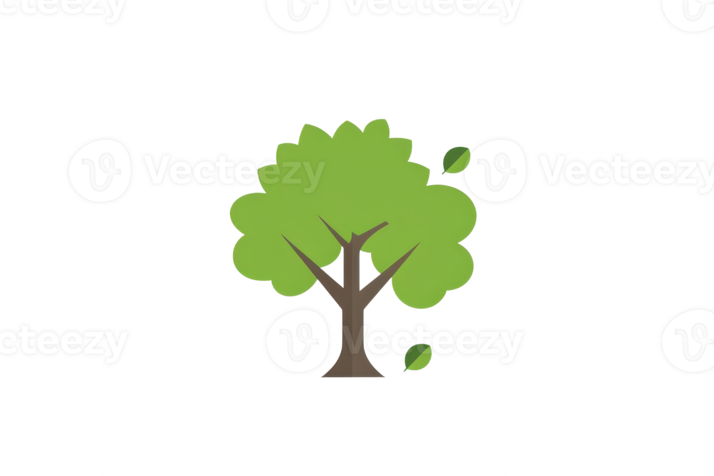 simples ilustração do uma verde árvore com uma Castanho tronco e galhos, exibindo mínimo folha detalhe, em uma transparente fundo. png