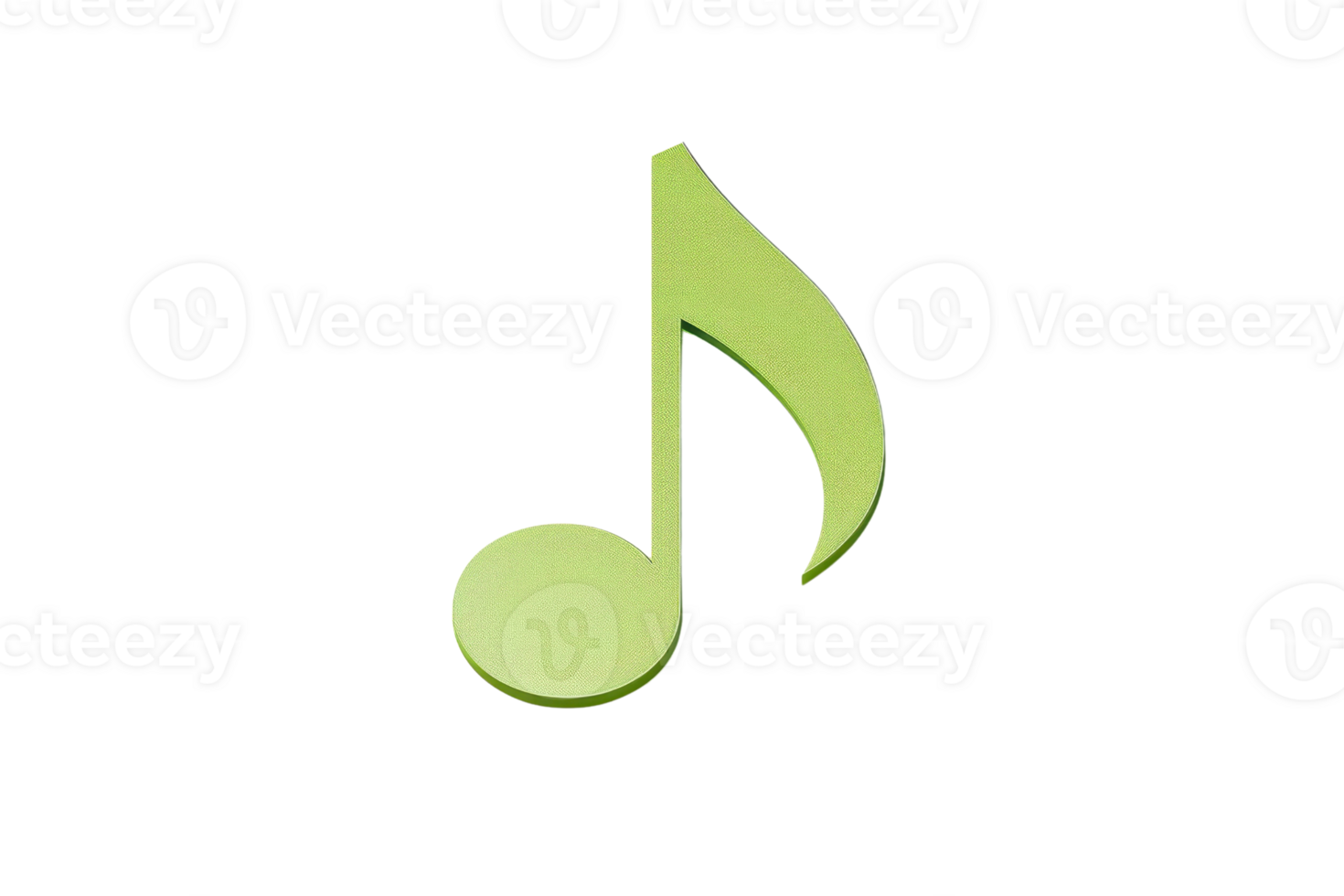Green music note icon on transparent background, symbolizing music, melody, and sound, ideal for digital media and design projects. png