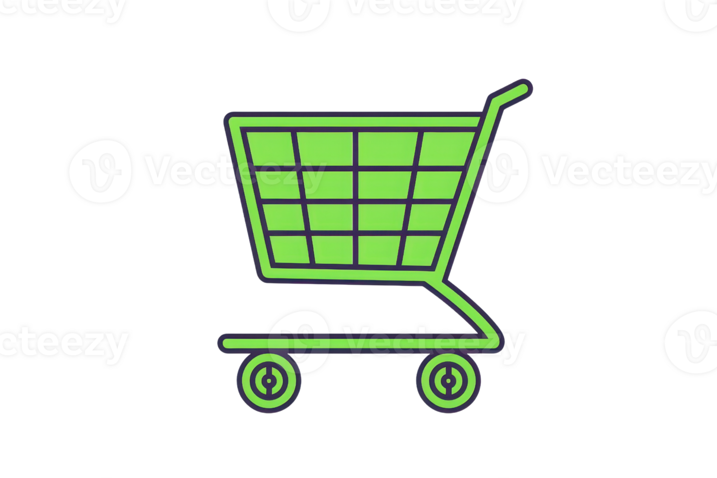 Green shopping cart icon on a transparent background. Perfect for e-commerce, retail, and online shopping applications or websites. png