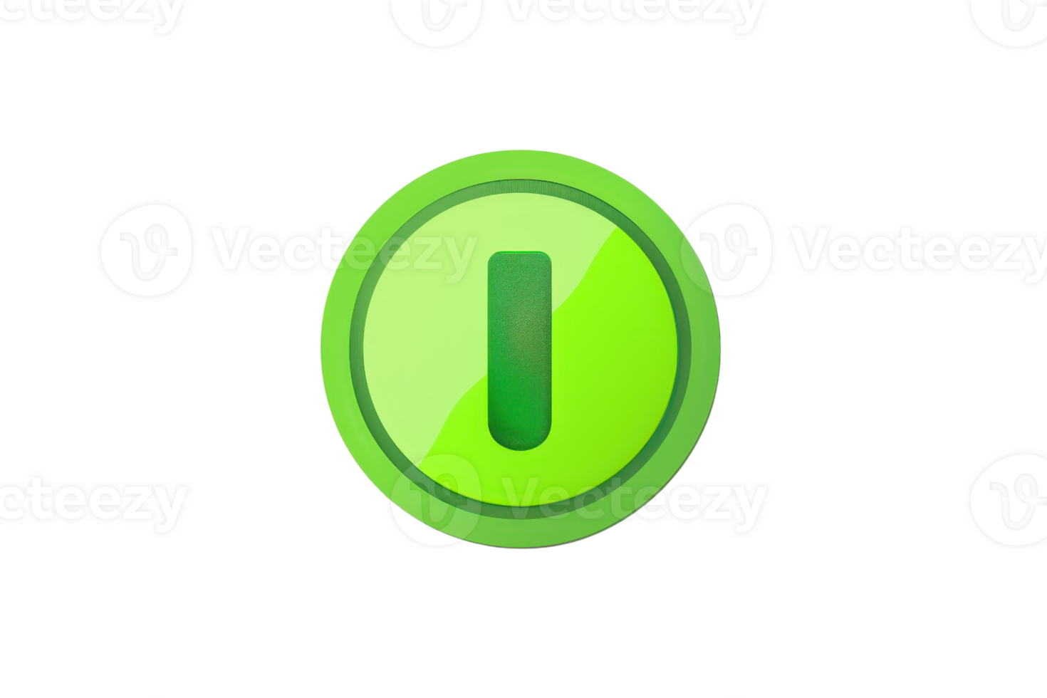 Green power button icon isolated on transparent background. Digital interface and technology symbol in vibrant green color. png