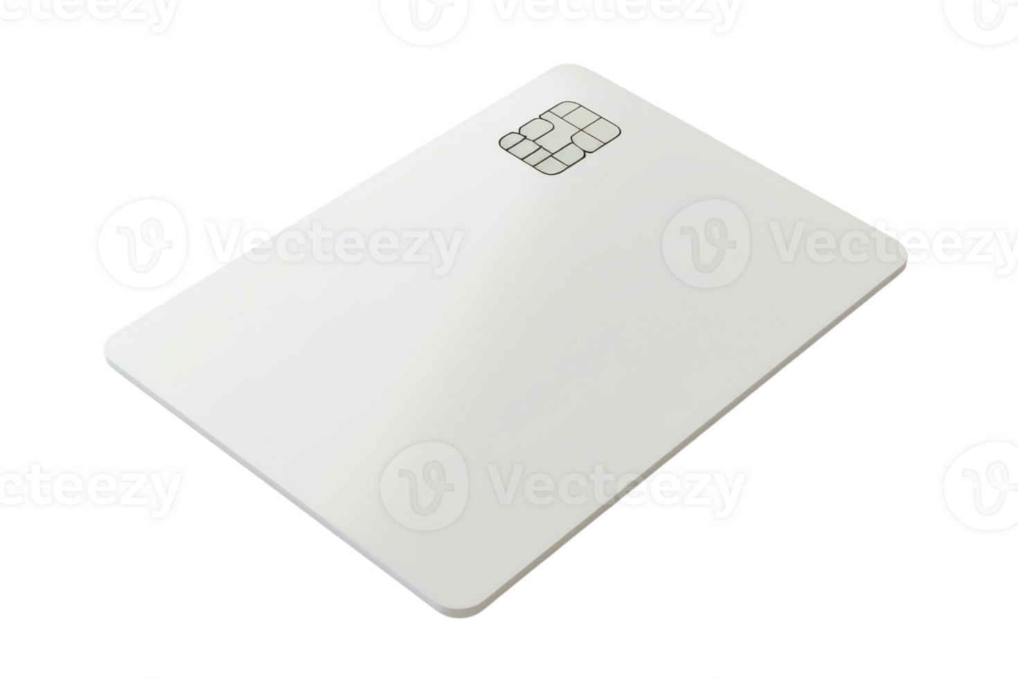 Minimalist white smart card with embedded chip, isolated on transparent background. High-resolution image ideal for technology and finance themes. png