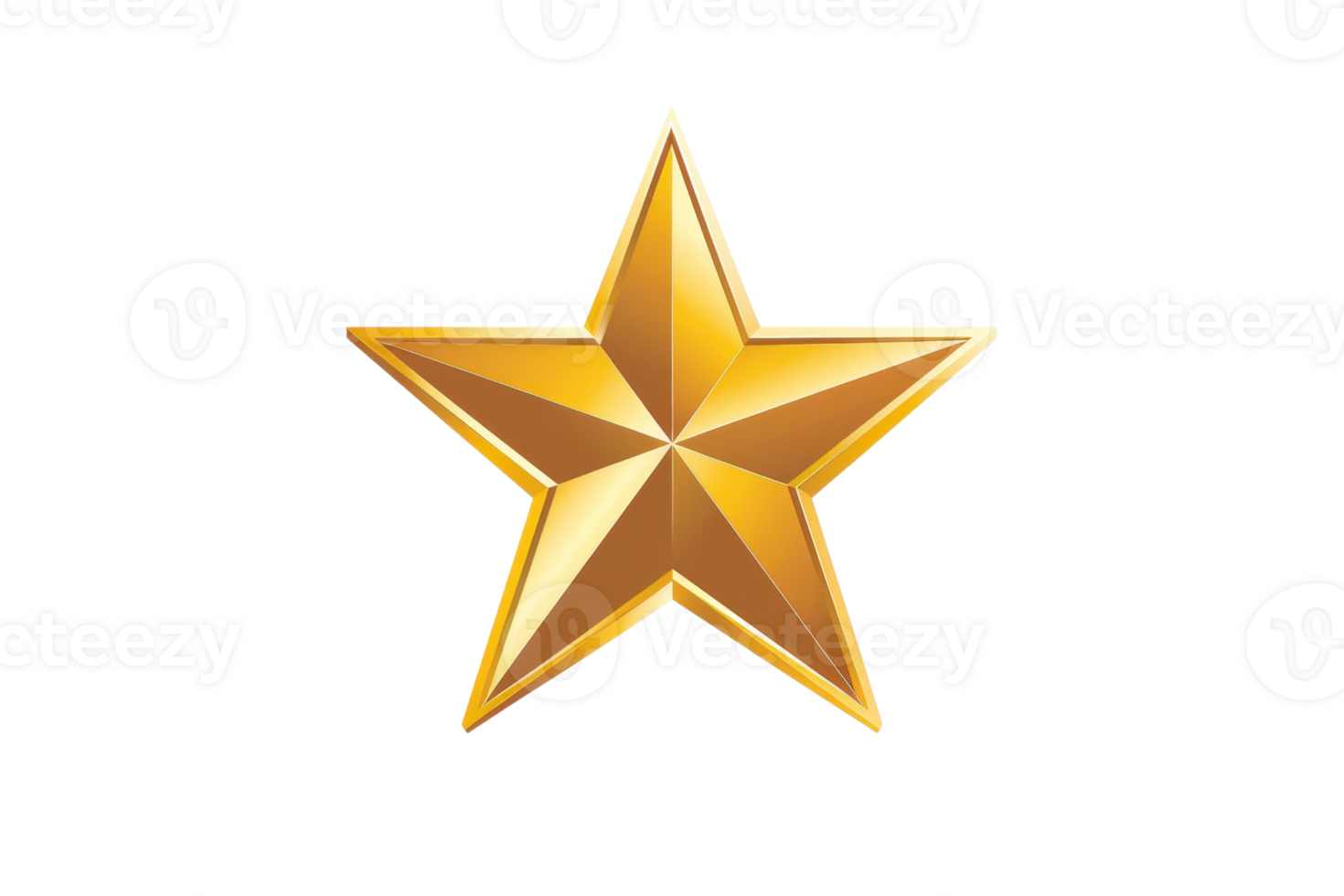 Shiny golden star icon with five points on a transparent background, perfect for awards, ratings, and achievements in various design projects. png