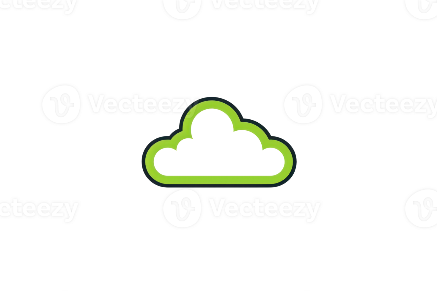 Simple green outline cloud icon on transparent background. representing cloud storage, technology, and minimalistic design. png