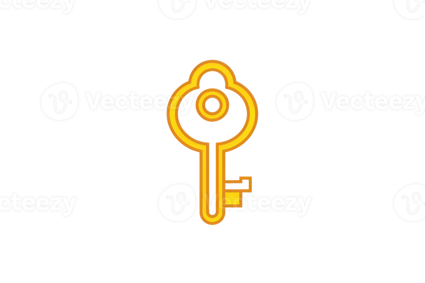 Golden vintage key icon isolated on black background, symbolizing access, security, and mystery. png
