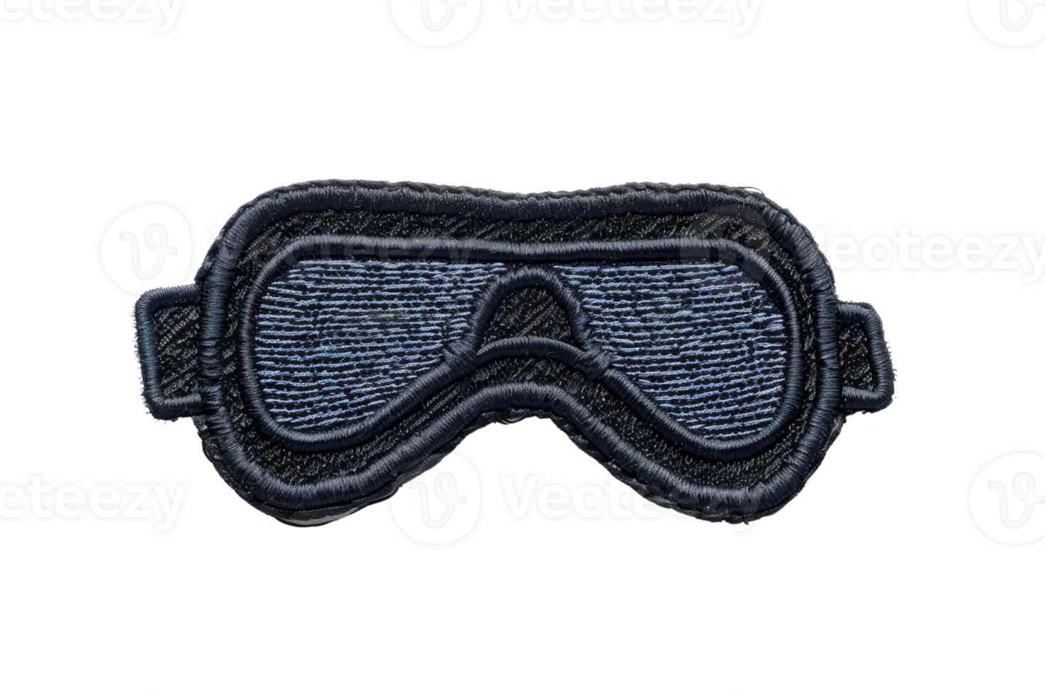 A detailed embroidered patch of protective eyewear, ideal for customization on clothing or accessories. High-quality design with intricate stitching. png