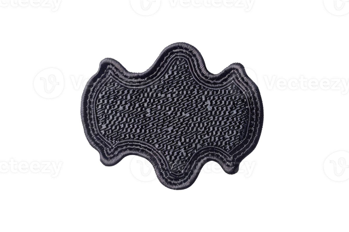 Abstract black textured decorative patch on a transparent background. perfect for DIY crafts, sewing projects, and fabric embellishments. png