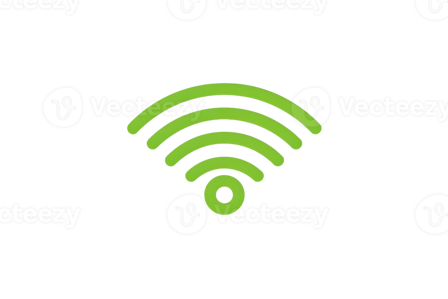 Green Wi-Fi symbol on a transparent background, representing wireless internet connectivity. Ideal for tech or communication-related projects. png