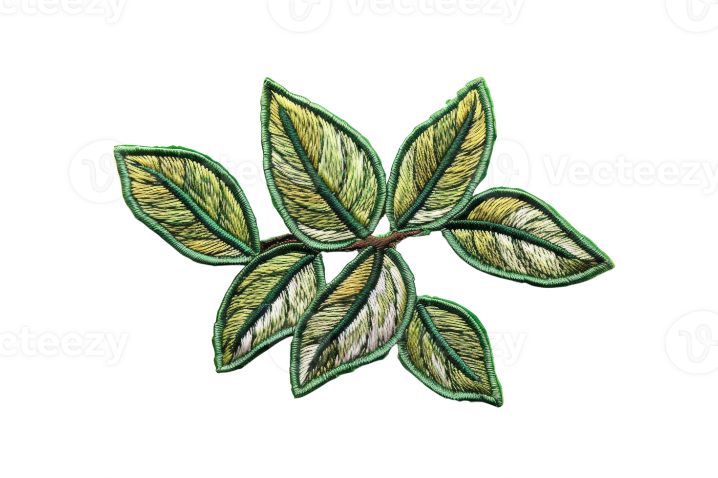 A close-up of a decorative green leaf arrangement with detailed texture on a transparent background. perfect for botanical or nature-themed designs. png