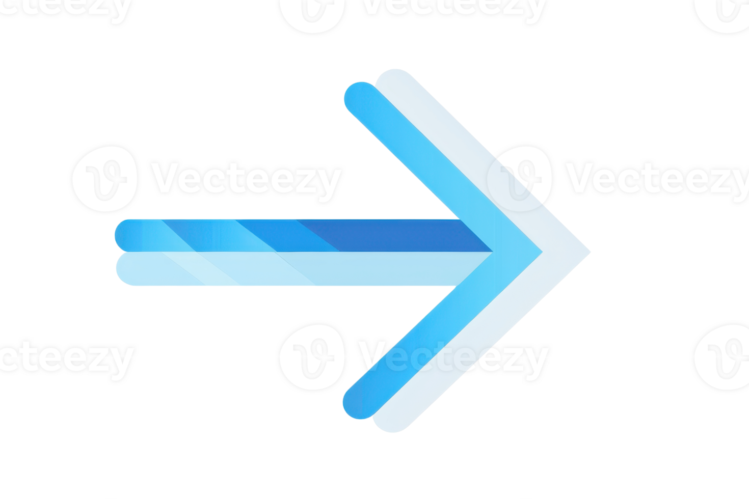 Modern blue right-pointing arrow icon with gradient effect, ideal for navigation, direction, or interface design in digital media or presentations. png