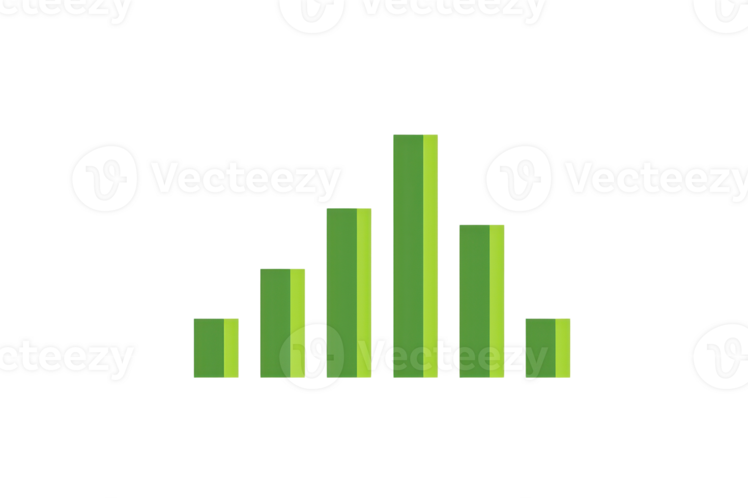 Green bar chart graphic illustration representing data analysis, statistics, growth, or financial metrics in a simplified, clean design. png