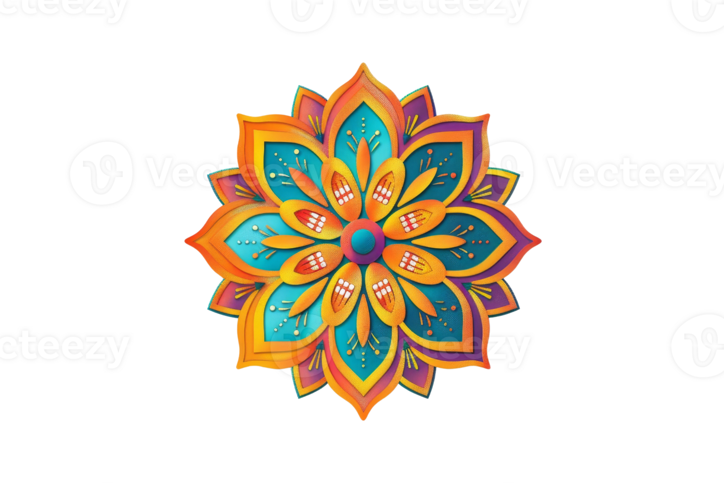 Colorful mandala artwork with intricate patterns and vibrant hues, perfect for design inspiration, relaxation, and artistic projects. png