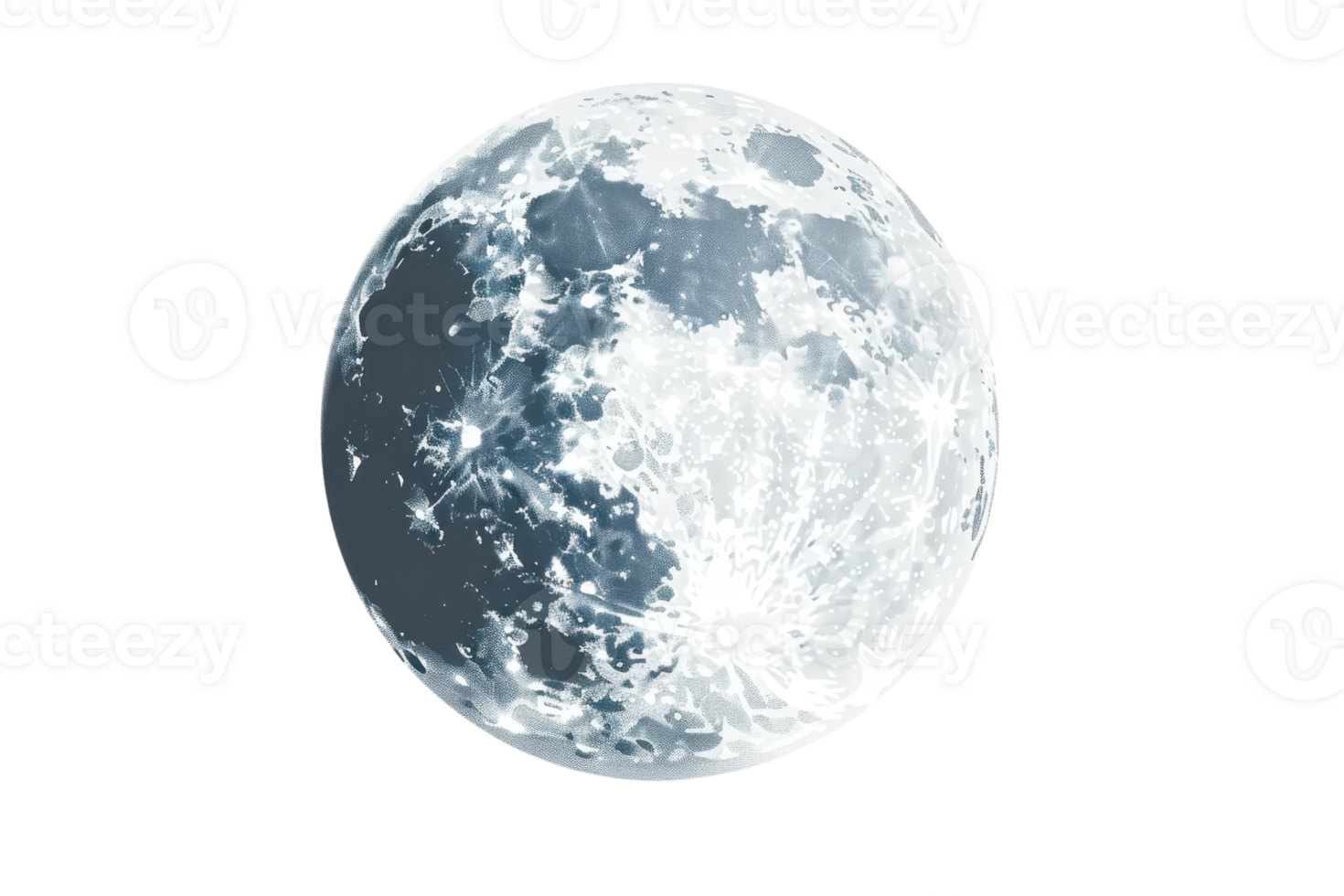 High-resolution image of a full moon with detailed surface features, perfect for astronomy and night sky themes in digital projects. png