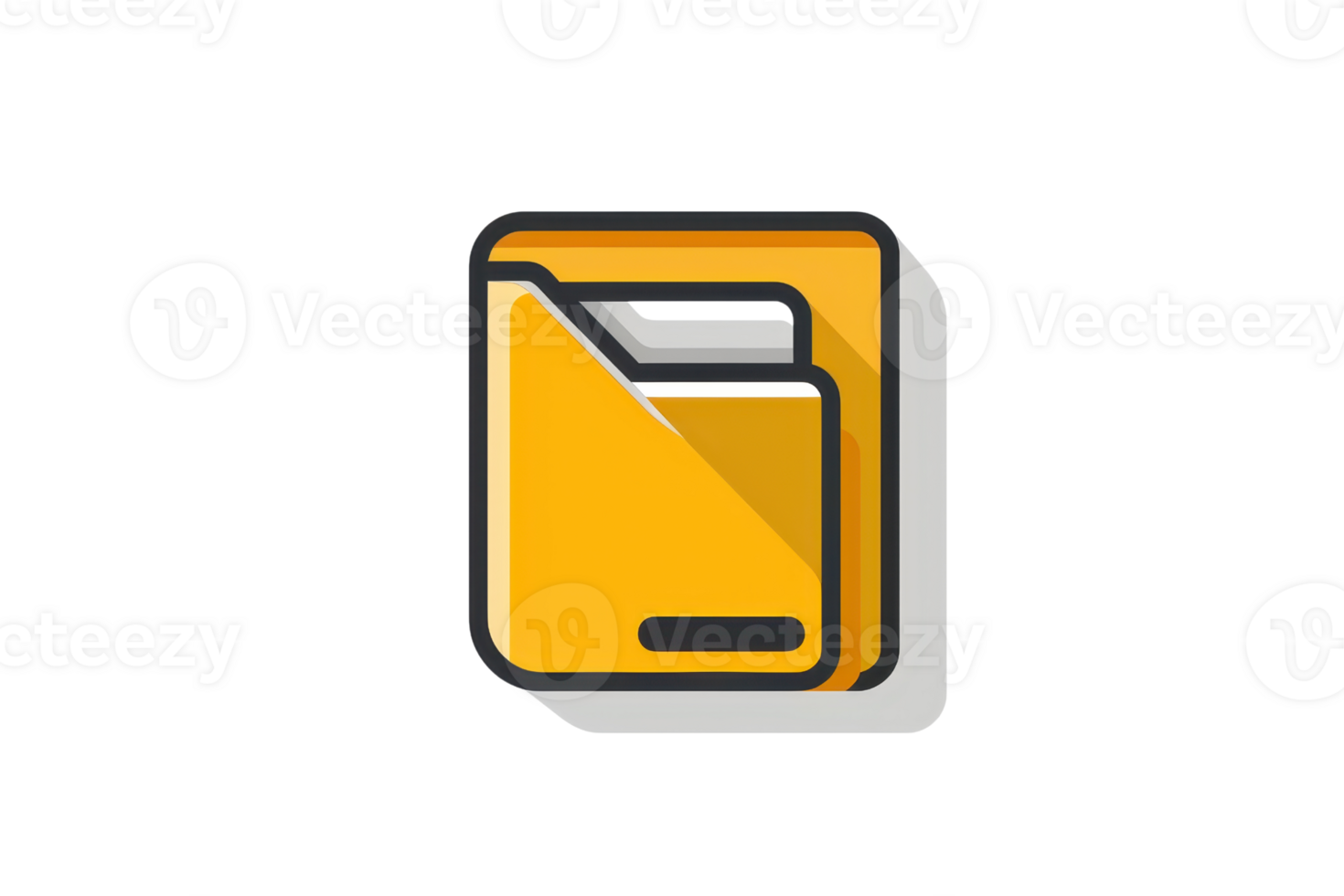 Illustration of a stylized yellow file icon with a shadow effect, representing documentation or organization. png