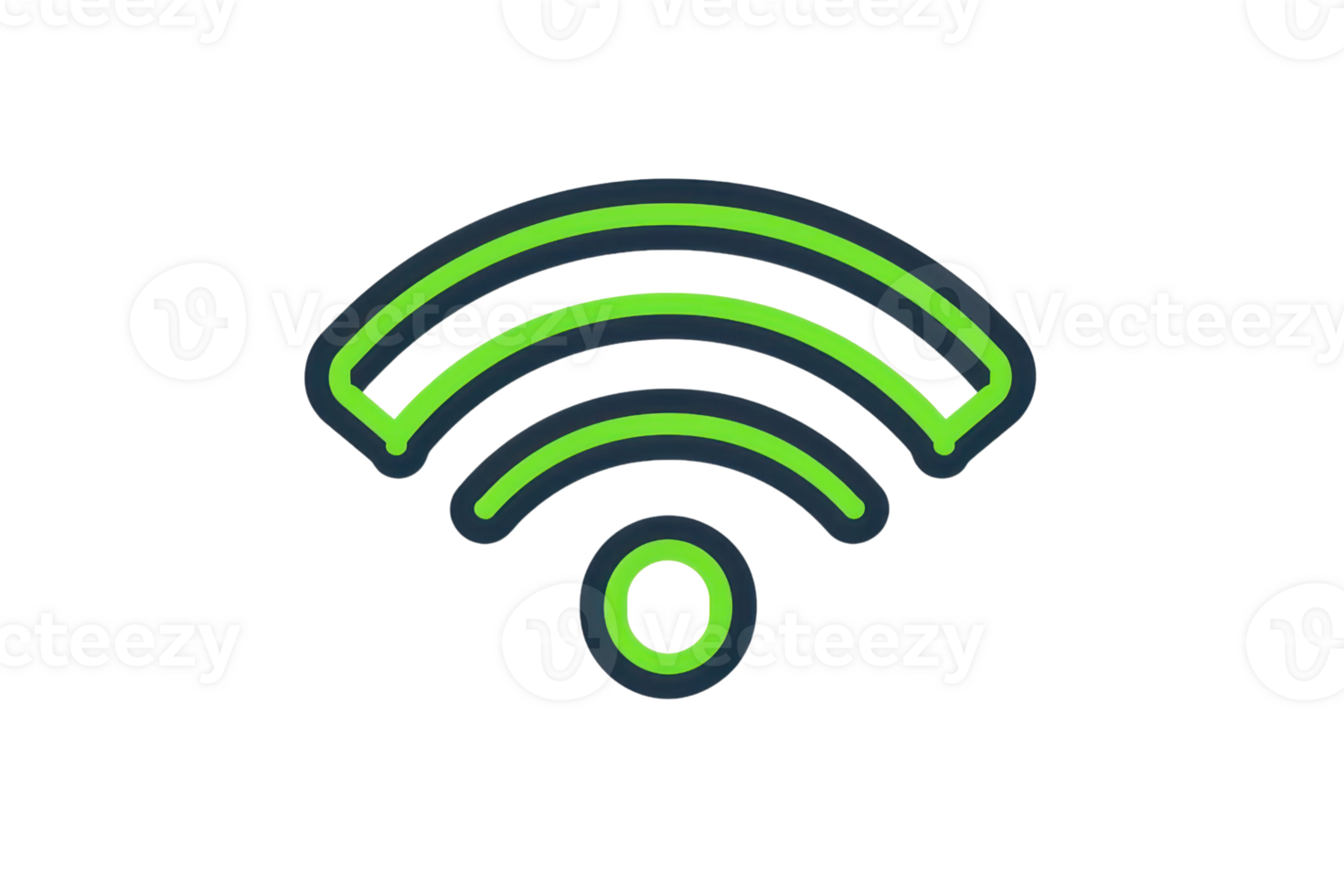 Modern, vibrant icon representing wireless internet connectivity with green and blue color scheme. Ideal for tech and communication themes. png