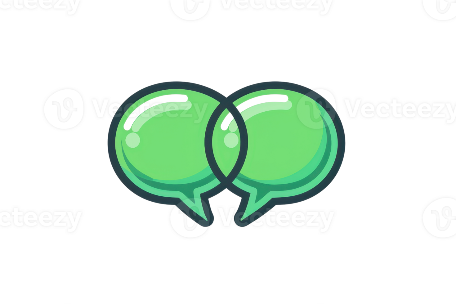 Green chat bubble icon depicting communication and conversation. Ideal for messaging, communication apps, and online discussions. png