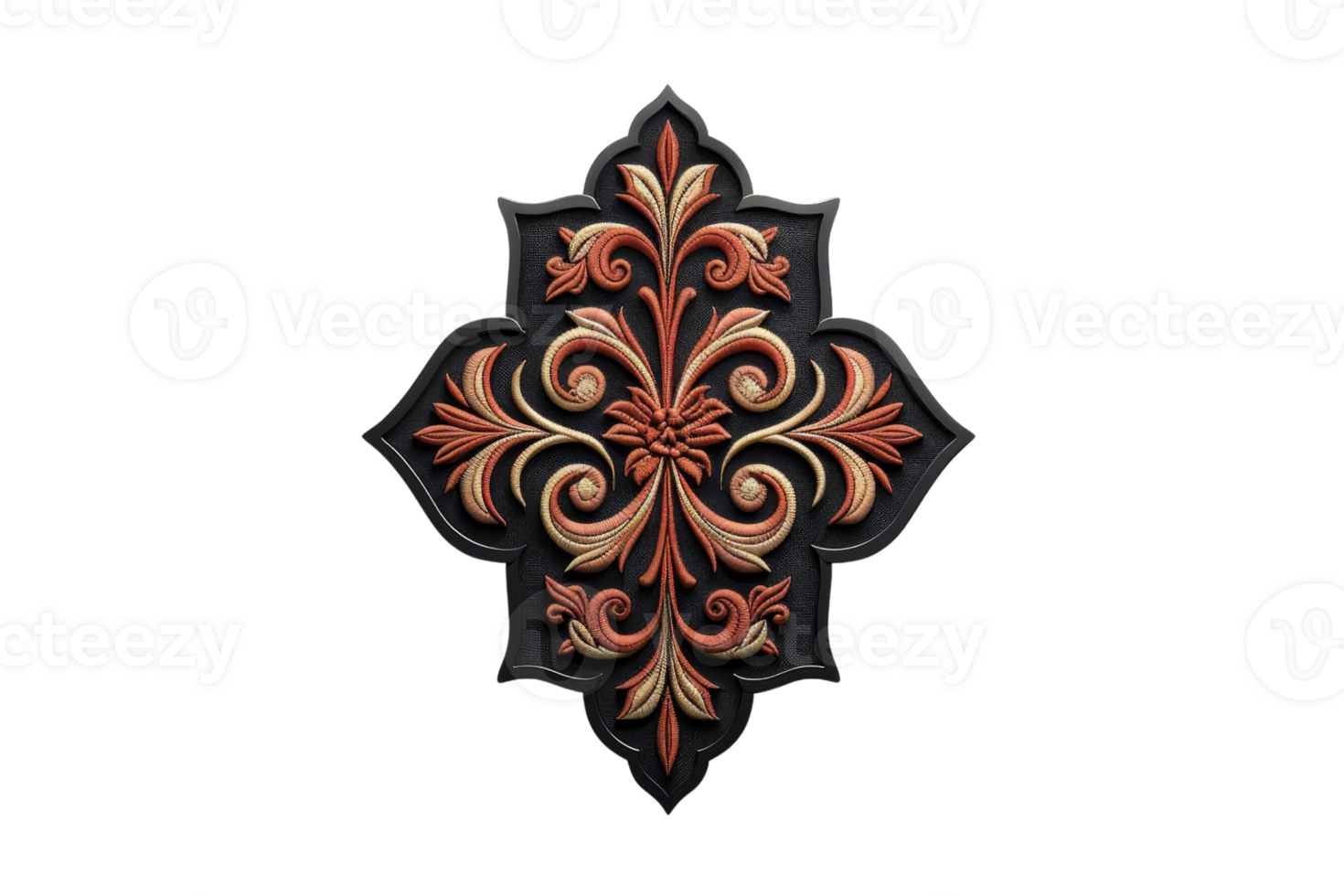 Elegant ornamental design with intricate patterns in black and gold, perfect for decoration, art projects, or graphic design use. png