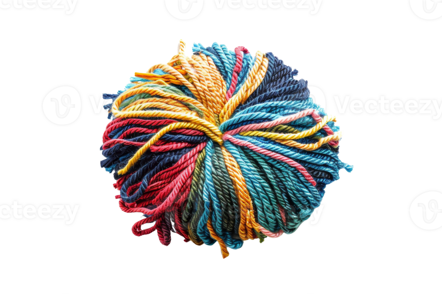 Colorful ball of yarn, perfect for knitting, crochet, and crafting projects with vibrant hues, adding a lively touch to any creation. png