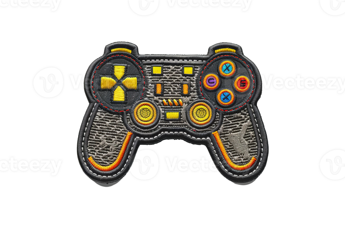 Colorful embroidered game controller patch, perfect for game enthusiasts and custom clothing design. High-quality and detailed. png