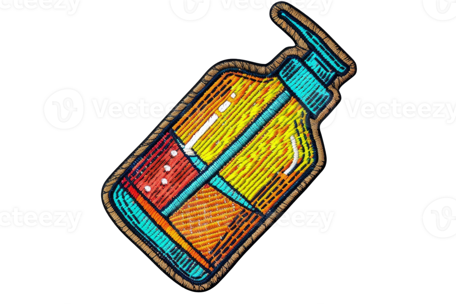 Colorful hand-drawn illustration of a soap dispenser with a pump. Perfect for hygiene, skincare, and bathroom-related designs and concepts. png