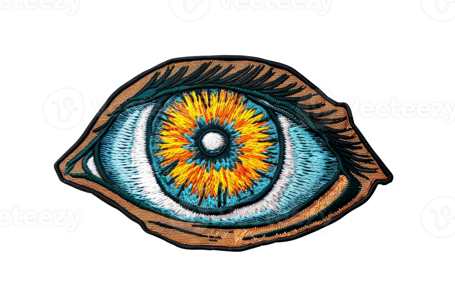 Artistic illustration of a colorful eye with vibrant patterns, symbolizing vision, creativity, and artistic expression. png