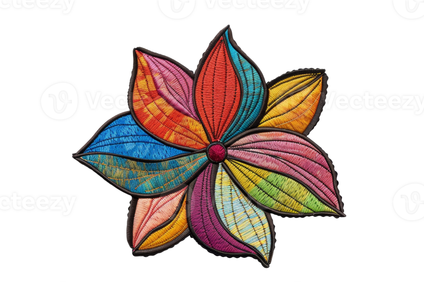 Colorful abstract flower with intricate patterns and vibrant petals, showcasing a beautiful blend of artistry and creativity. png
