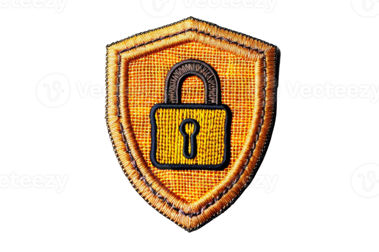 Embroidered security badge with padlock symbol. Perfect for representing security, protection, and safety themes in various contexts. png