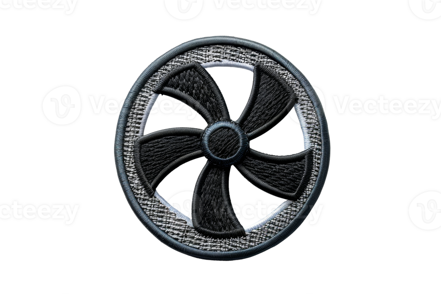 High-quality 3D rendering of a black and silver fan blade isolated on a clean transparent background. perfect for technology and industrial themes. png