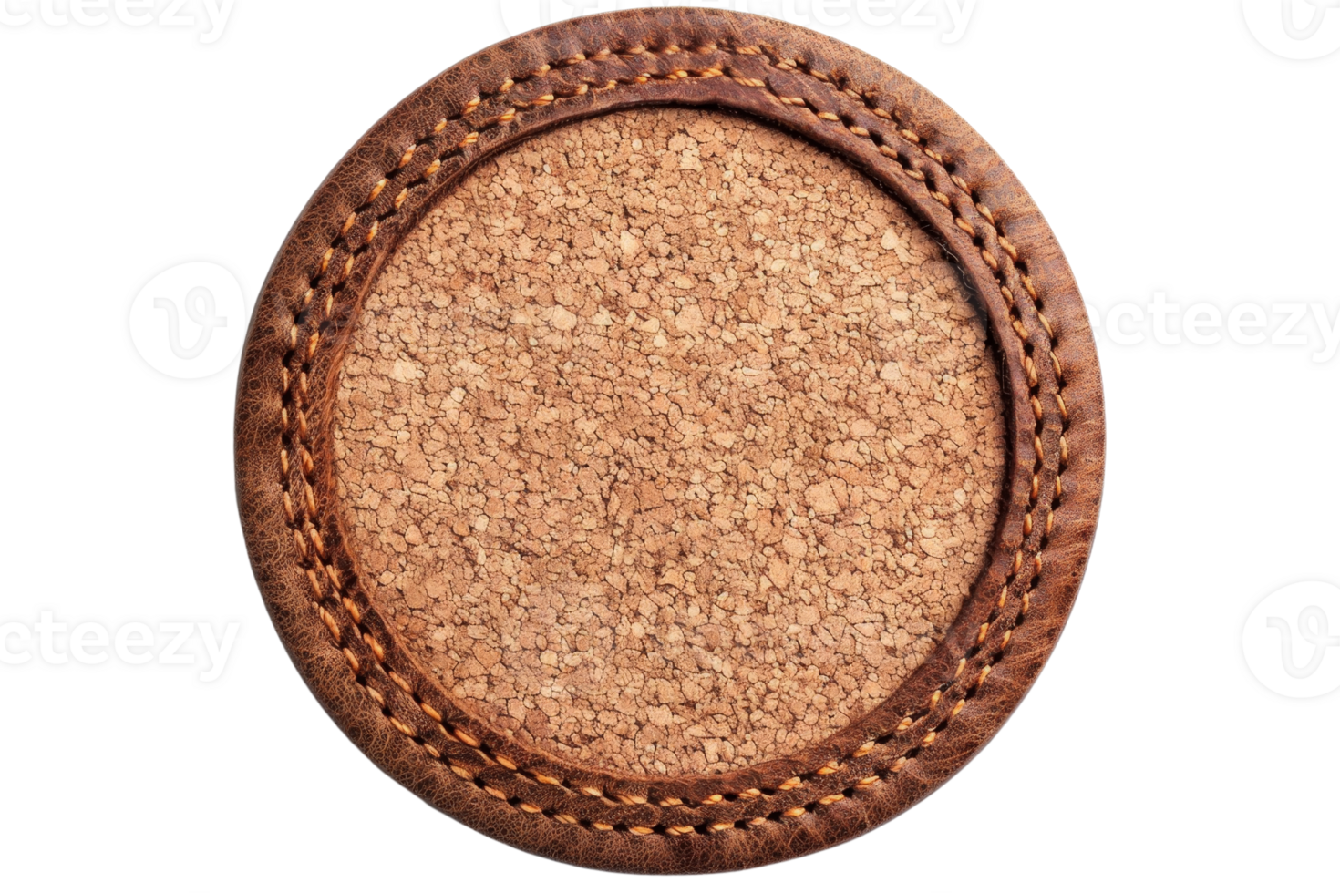 Round cork coaster with decorative wooden edge, ideal for protecting surfaces from hot and cold beverages. Eco-friendly and stylish. png