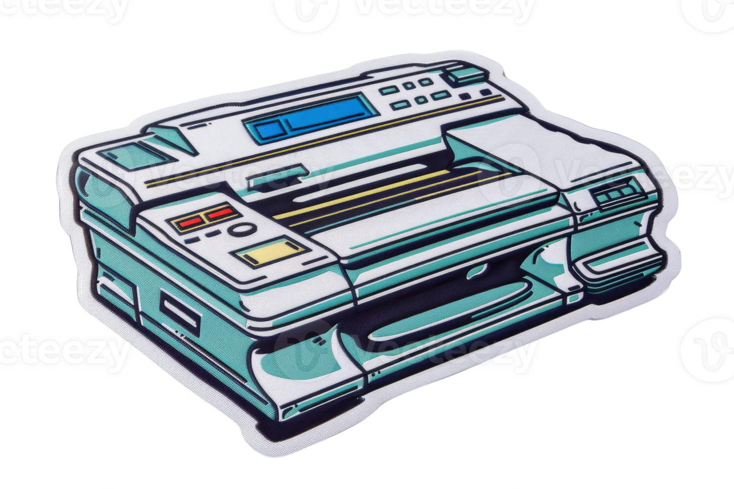 Vintage printer illustration with retro design elements, perfect for office or technology-themed projects. png