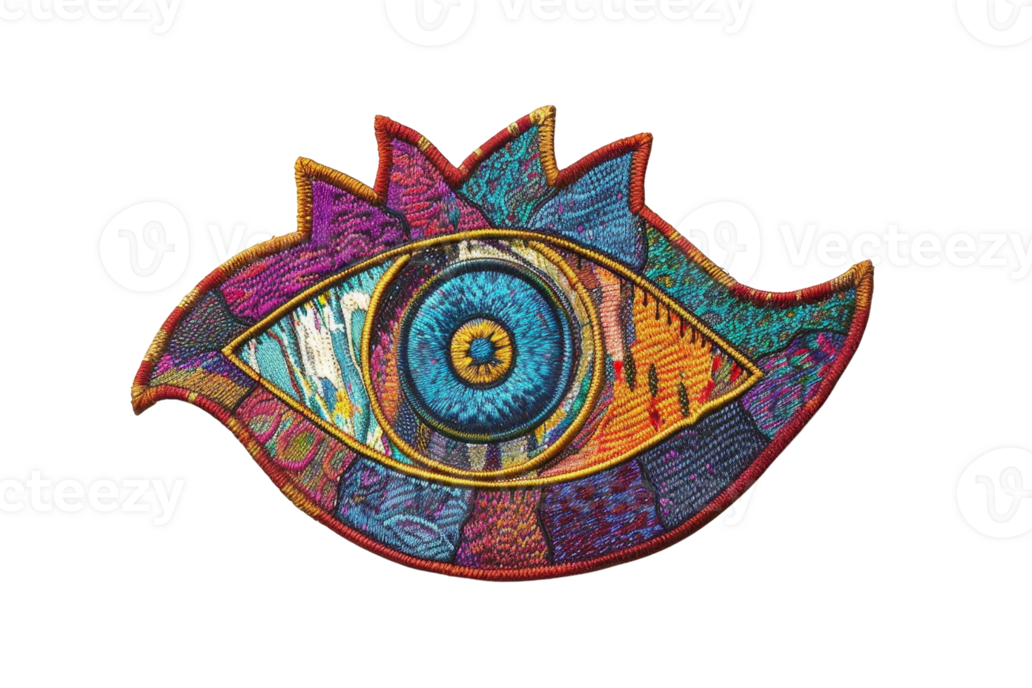 Colorful abstract eye illustration with intricate patterns, vibrant colors, and vivid details. Unique artistic design for creative projects. png