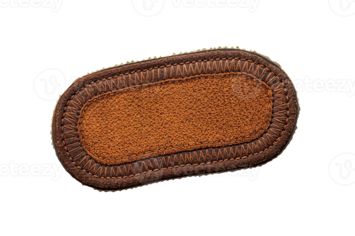 Brown leather patch isolated on a transparent background. perfect for sewing and crafting projects, offering a rustic and durable design. png