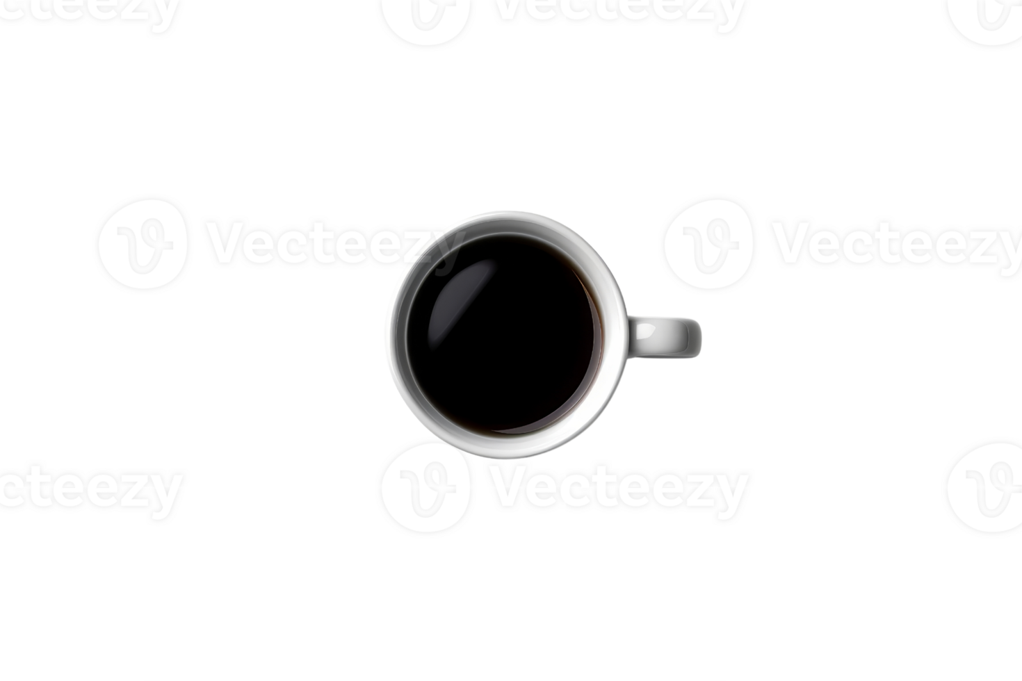 A minimalist overhead view of a cup of black coffee isolated against a transparent background. showcasing simplicity and elegance in everyday life. png