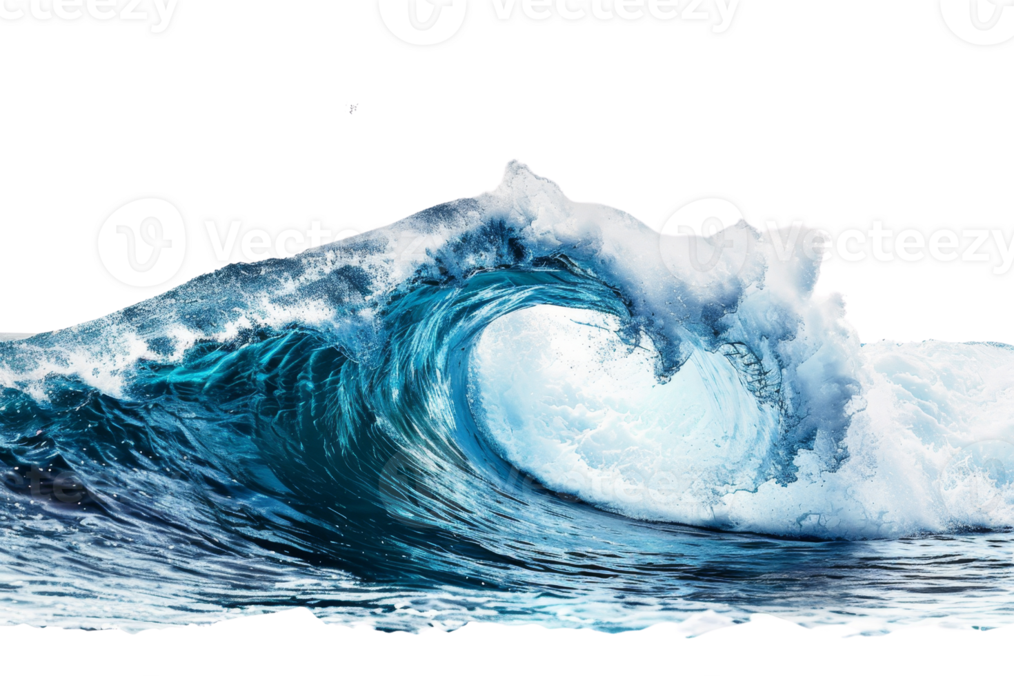 A powerful ocean wave crashes dramatically with splashing water, showcasing the beauty and strength of the sea. png