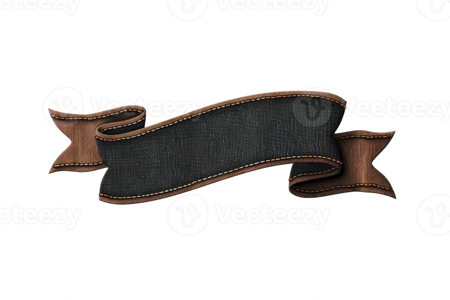 Vintage black and brown ribbon banner isolated on transparent background. Perfect for design, decoration, or labeling in various creative projects. png