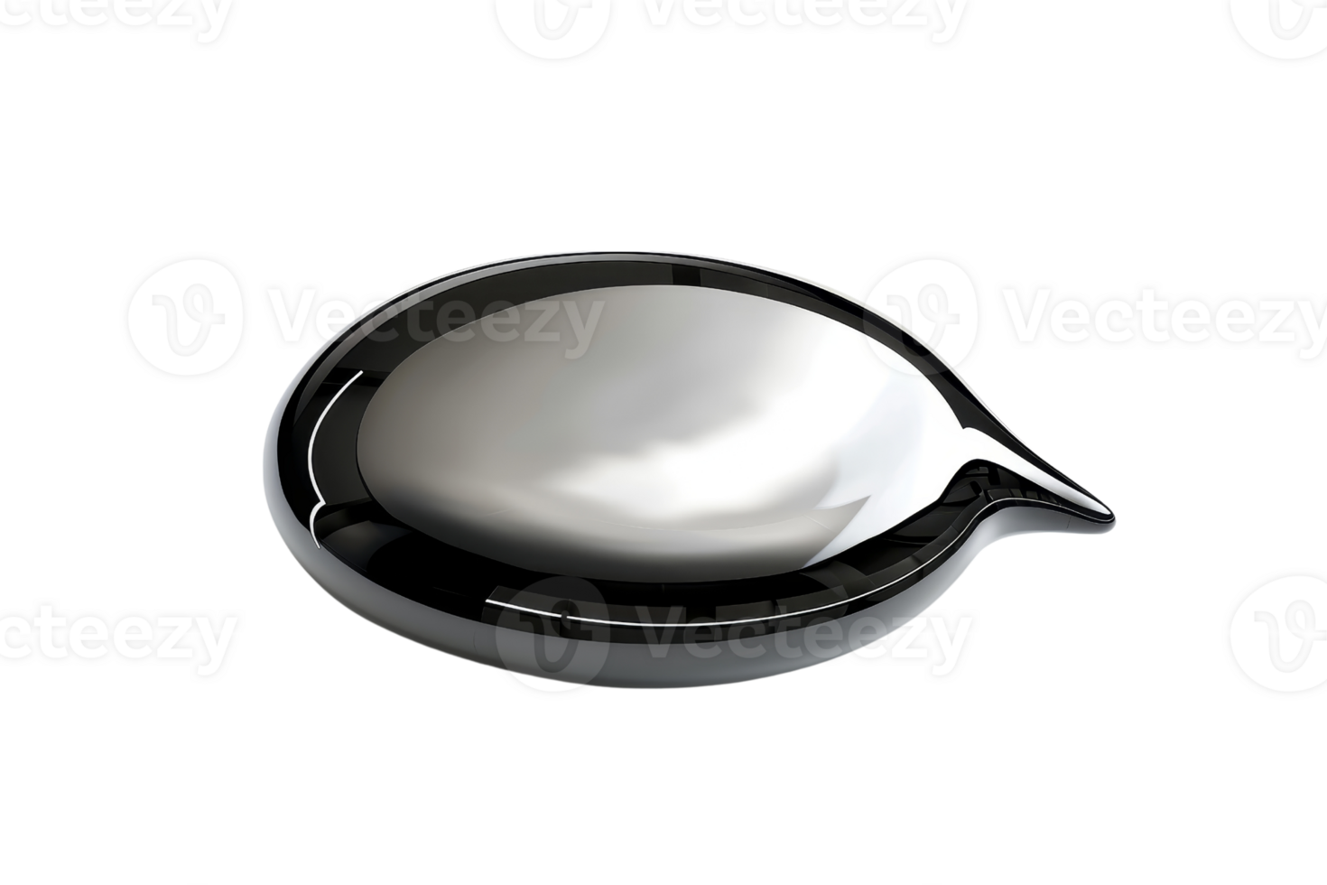 Modern, sleek silver object with smooth surface, black border, and abstract design on a transparent background. isolated and futuristic. png
