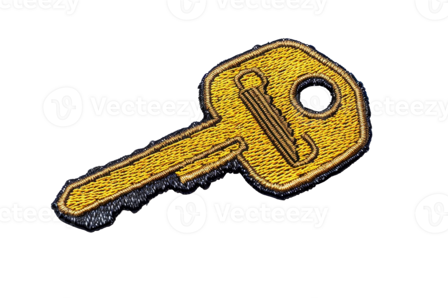 Close-up image of a single golden key isolated on a transparent background. symbolizing access, security, and unlocking potential. png