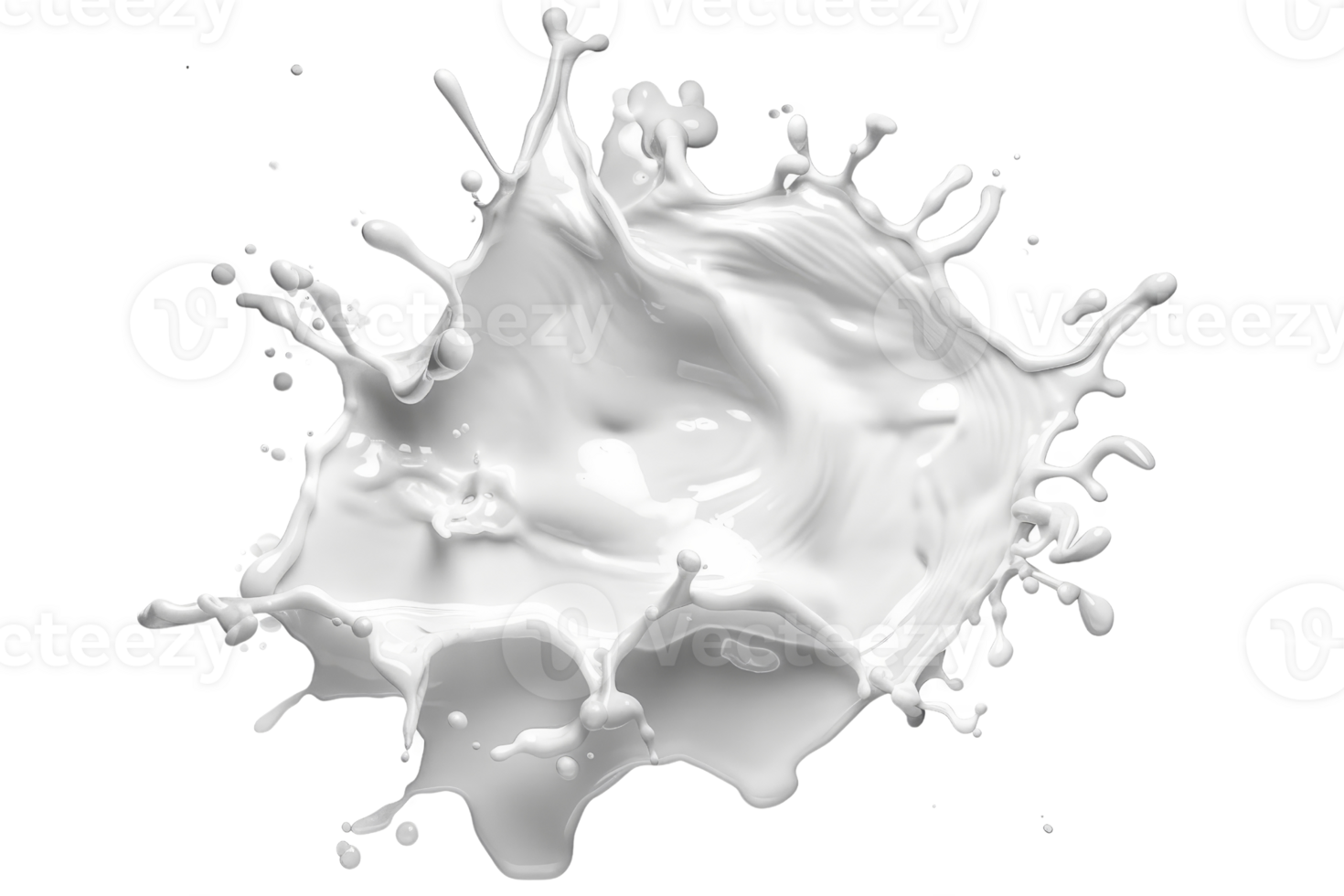 Close-up splash of white liquid isolated on a transparent background, creating a dynamic and artistic impression. png