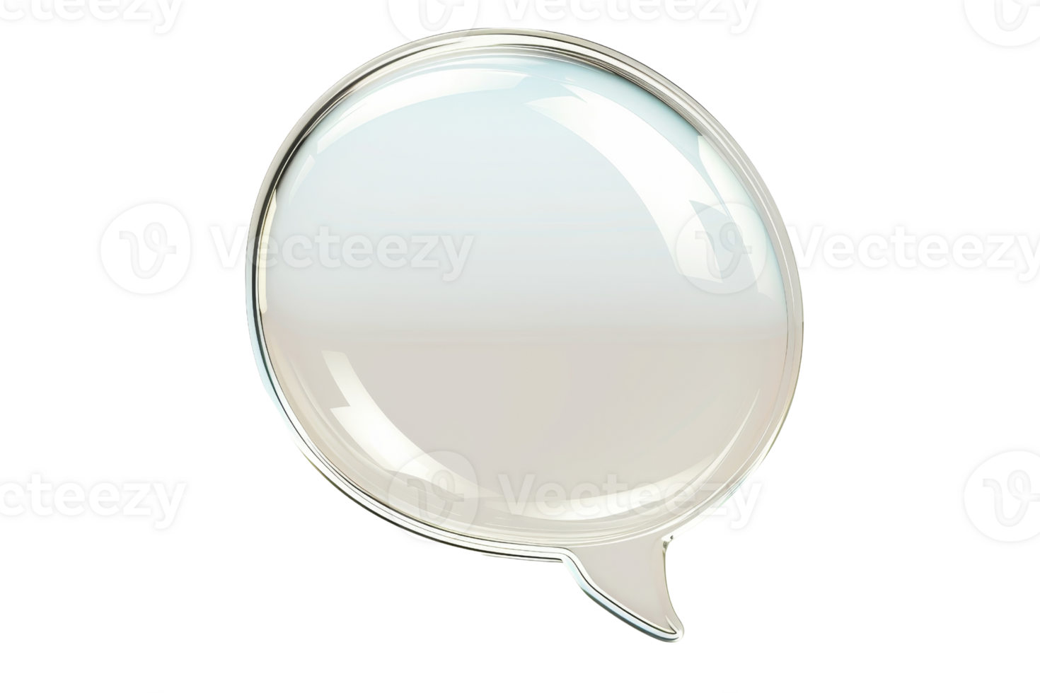 A 3D rendered speech bubble with a glossy finish, perfect for communication or graphic design themes. Isolated on transparent background. png