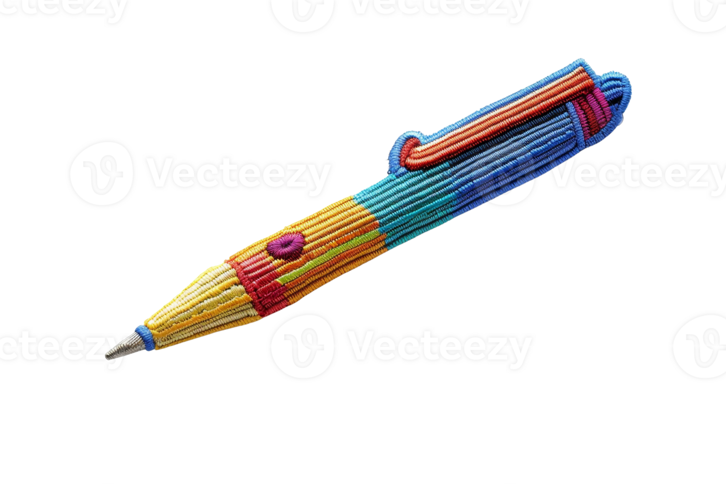 Colorful pen with vibrant hues and intricate design, suitable for art and stationery themes. Ideal for creative projects and educational purposes. png