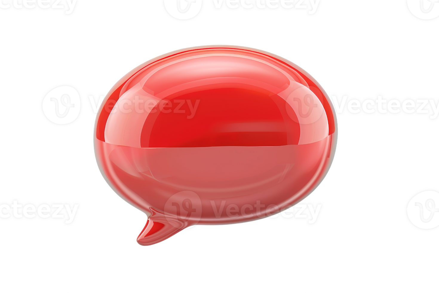 Red glossy speech bubble isolated on a transparent background. Perfect for communication, chat, and online messaging concepts. png