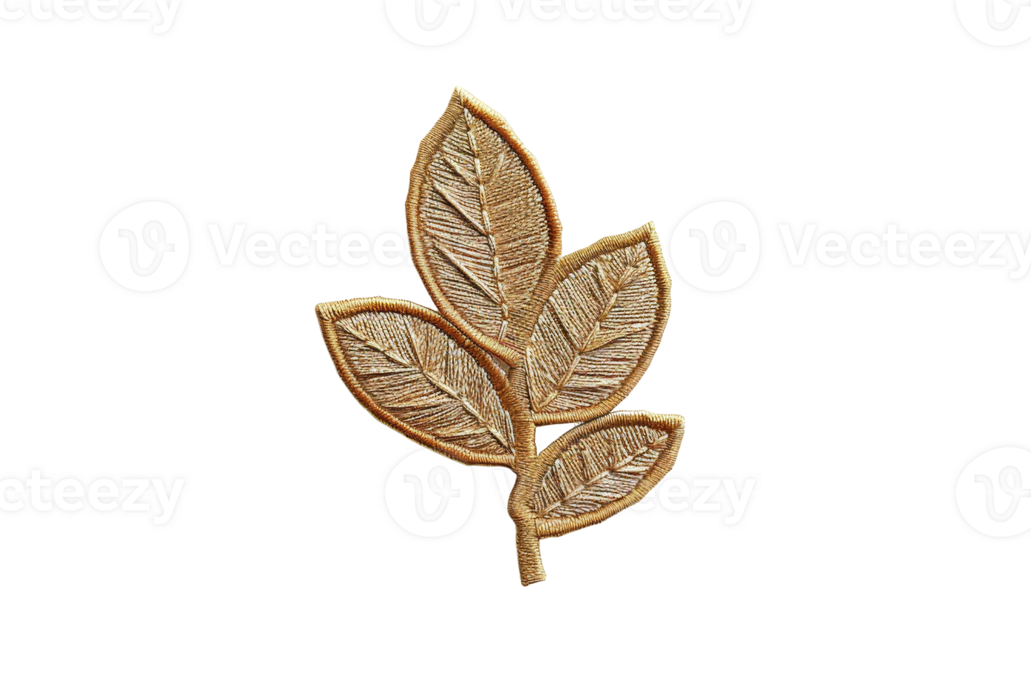 Golden leaf branch ornament isolated on transparent background. perfect for decorative arts, craft projects, and elegant design elements. png