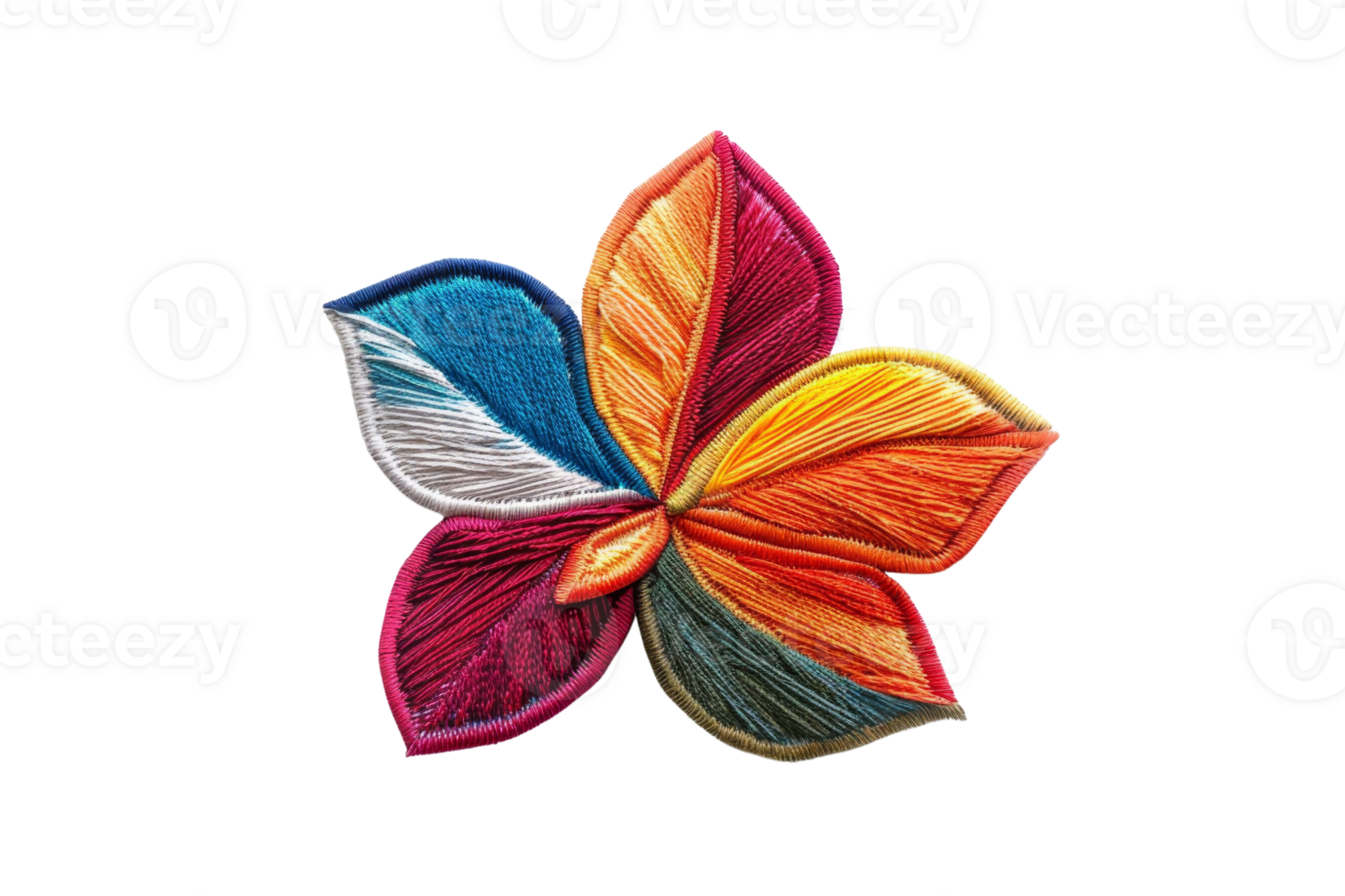 A vibrant, multicolored floral embroidery showcasing intricate stitching and an elegant design, perfect for artistic and creative projects. png