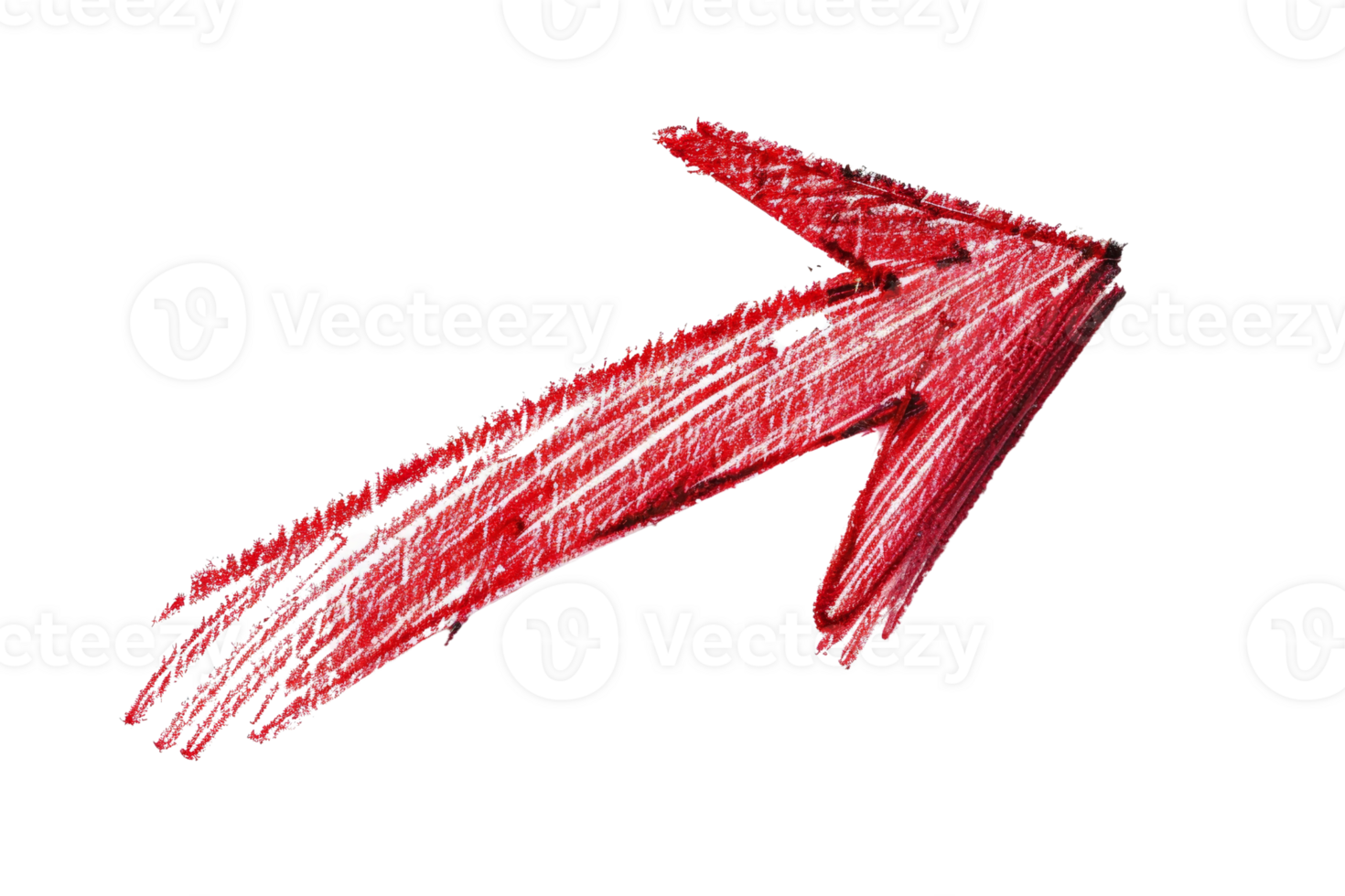 Hand-drawn red arrow on a transparent background, perfect for presentations, marketing materials, and design projects. png