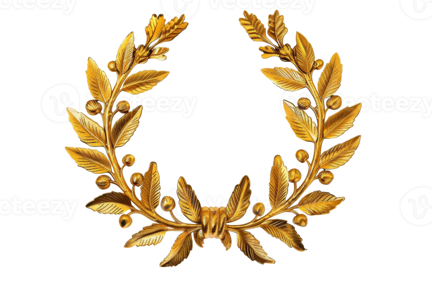 Golden laurel wreath symbolizing victory, achievement, and honor. Perfect for awards, recognition, and success-themed designs. png