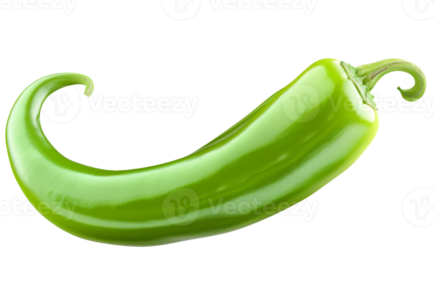 Fresh green chili pepper on a transparent background. perfect for cooking recipes and food-themed projects, isolated and vibrant in color. png