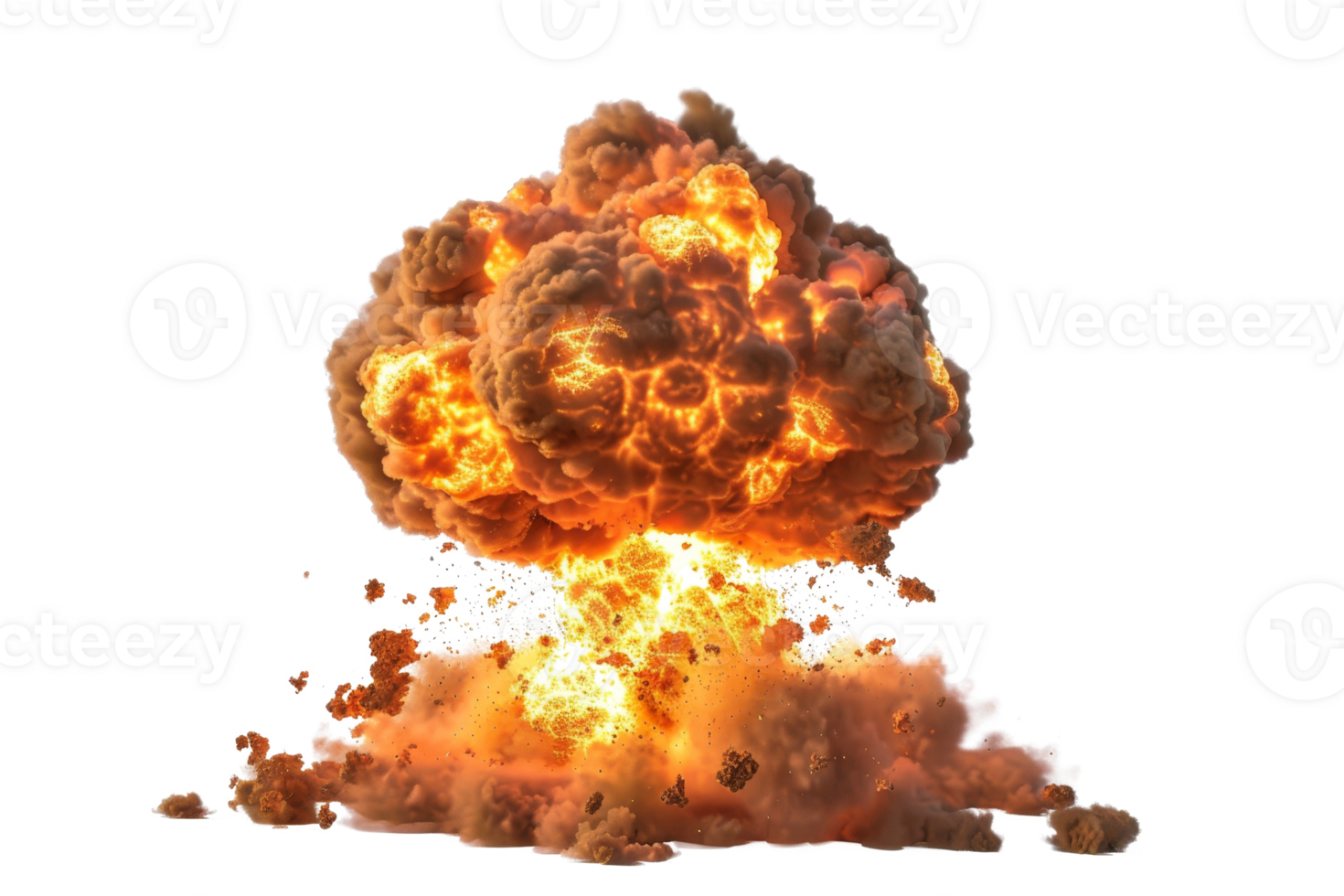 Dramatic explosion with fire and smoke, isolated on transparent background. Perfect for action, war themes, and visual effects. png