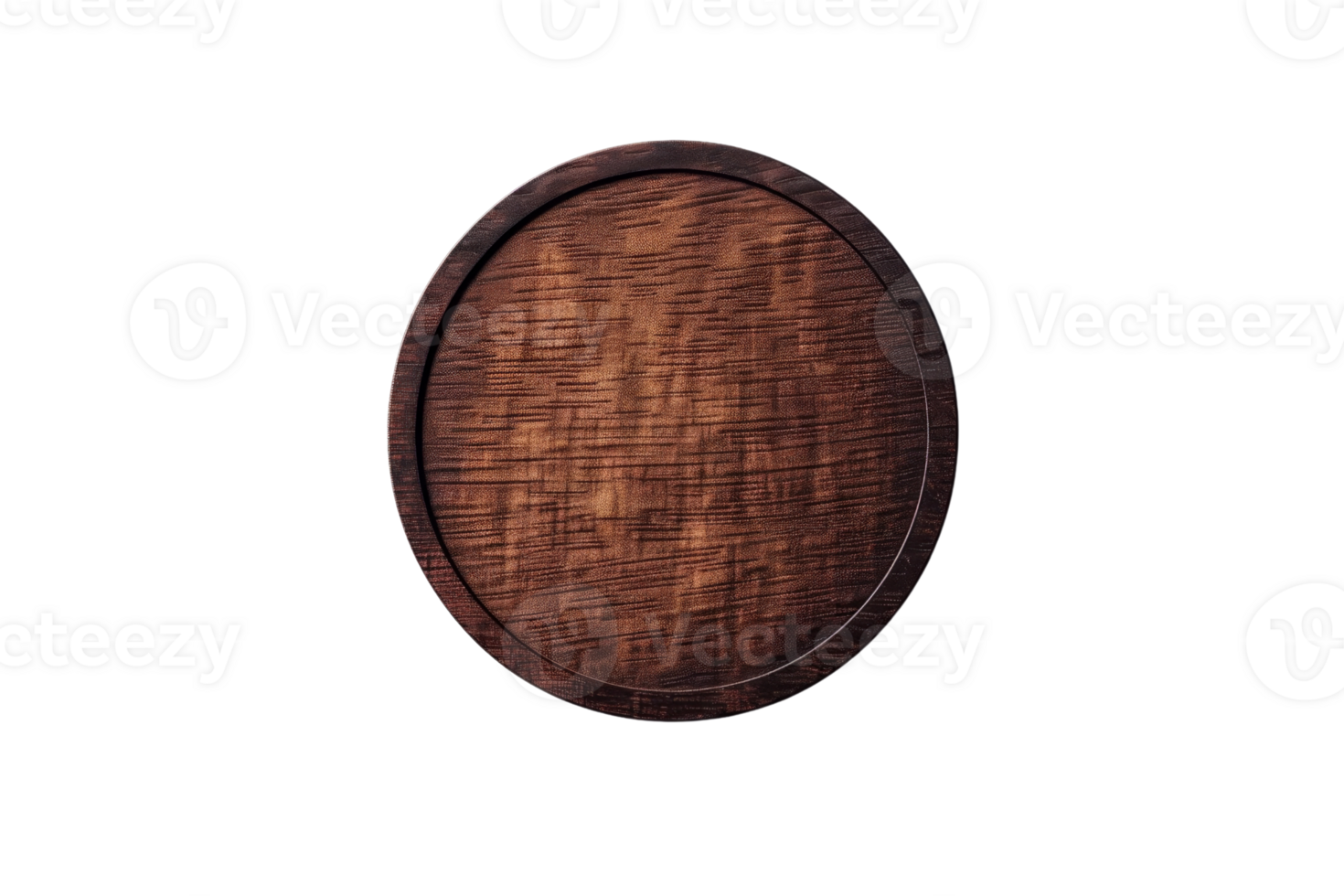 Top view of a round wooden barrel head with a rustic texture, isolated on a transparent background. perfect for designs or backgrounds. png